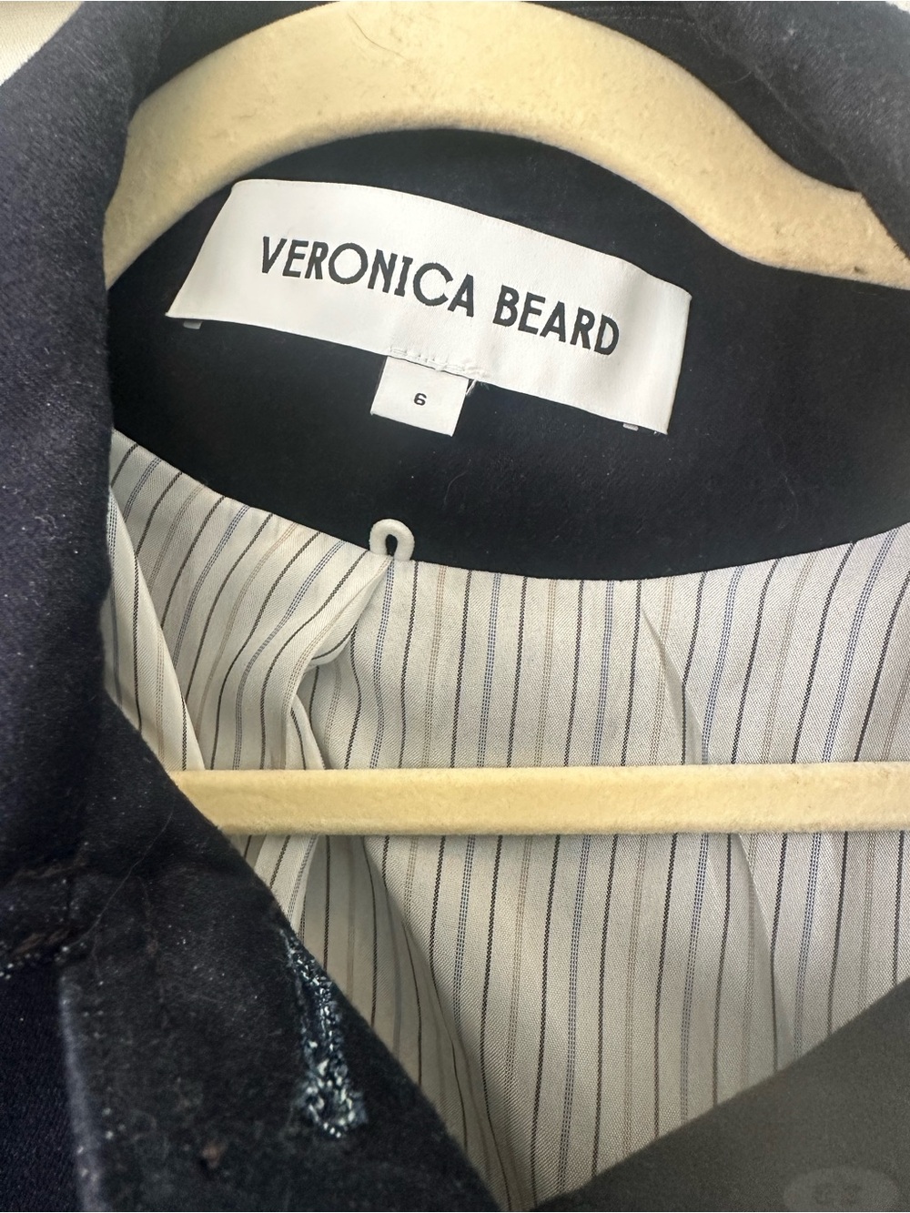 Veronica Beard Navy Denim Blend Button Blazer with Gold Buttons - Picture 3 of 6